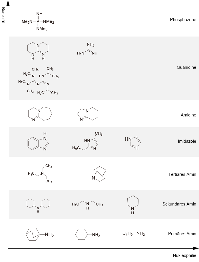 Classification of organic bases by basicity and nucleophilicity
