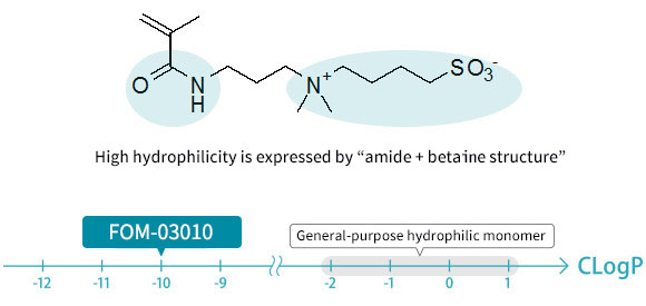 FOM-03010 shows high hydrophilicity