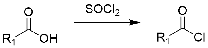 酸クロライド化の反応式