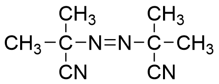 2,2'-Azobis(isobutyronitrile)の構造式